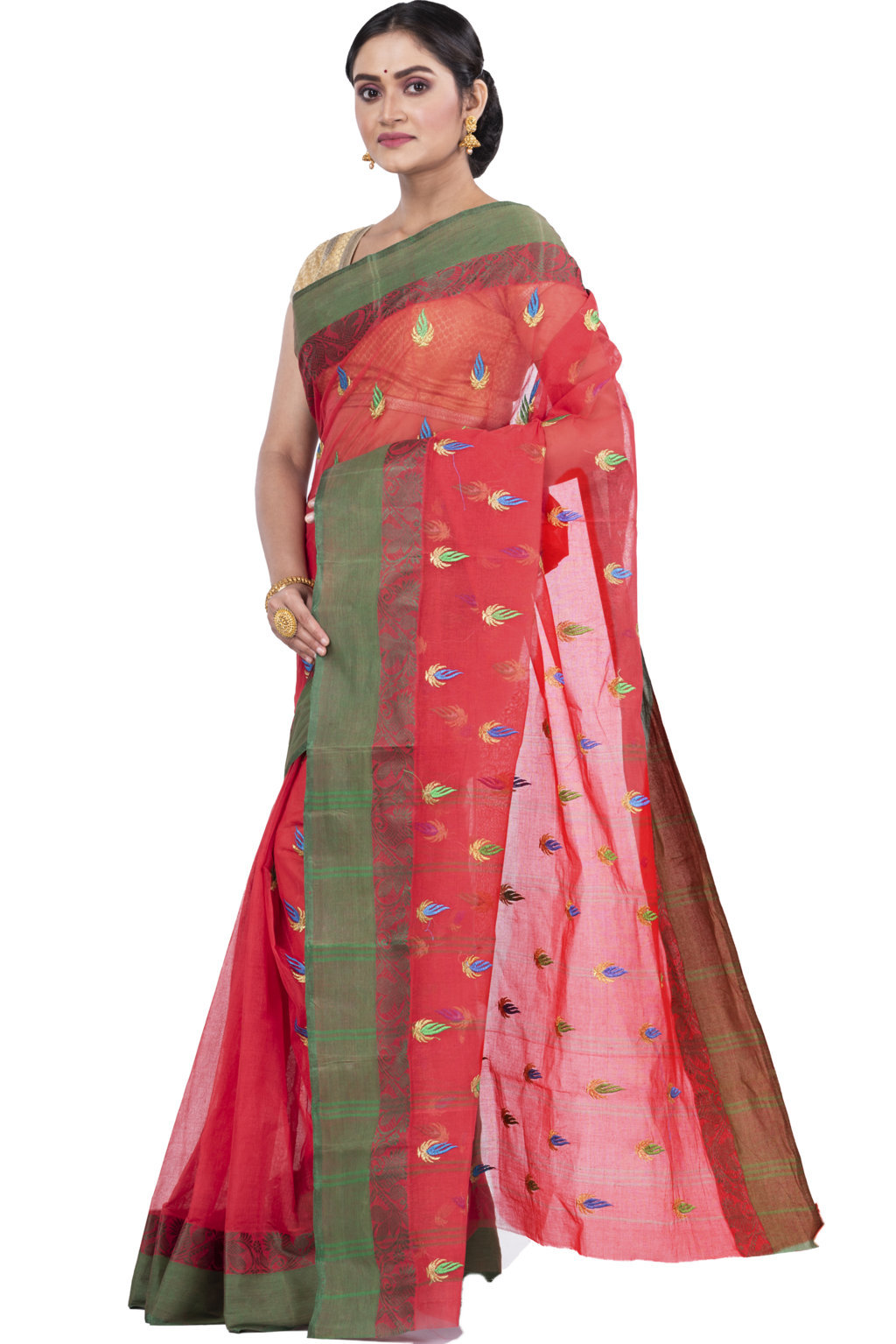 Red Pure Cotton Dip_Embro Tant Embroidery (663)